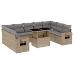 vidaXL Salon de jardin avec coussins 10 Pièces beige résine tressée