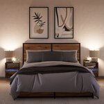 vidaXL Tables de chevet murales avec lumières LED 2 Pièces chêne fumé