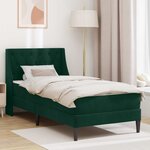 vidaXL Cadre de lit avec matelas Vert foncé 90 x 190 cm Velours