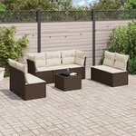 vidaXL Salon de jardin 8 Pièces avec coussins marron résine tressée