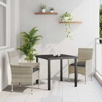 vidaXL Ensemble de salle à manger pour jardin 3 Pièces Gris clair