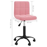vidaXL Chaise pivotante de bureau Rose Velours