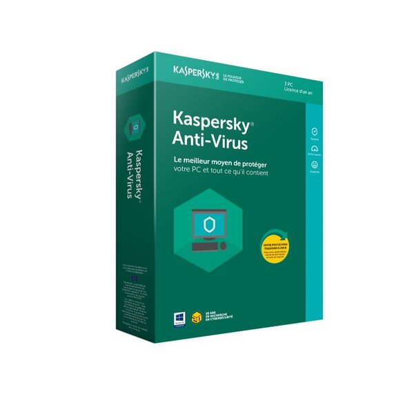 Kaspersky kaspersky anti-virus 2018 - licence 1 an 3 postes - antivirus - licence 1 an 3 postes (français  windows)