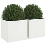 vidaXL Jardinières 2 Pièces blanc 49x47x46 cm acier laminé à froid