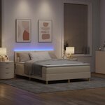 vidaXL Lit à ressort LED avec matelas Crème 160 x 200 cm tissu