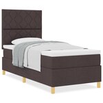 vidaXL Lit à ressorts avec matelas marron foncé 90x200 cm tissu