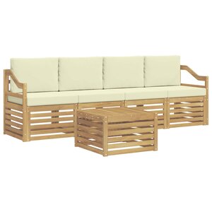 vidaXL Ensemble de canapés d'extérieur 5 pc Blanc et crème Polyester