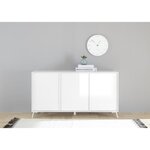 Buffet Citizen blanc laqué 3 portes - 156 x 40 x Hauteur 84 cm