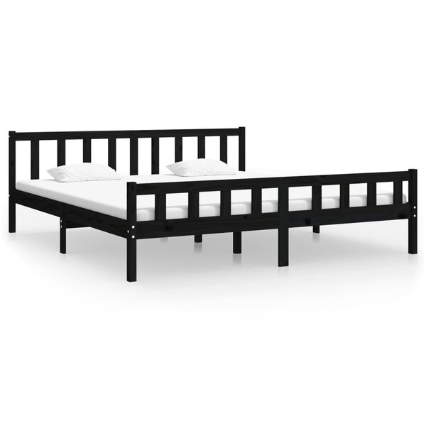 vidaXL Cadre de lit sans matelas noir bois massif 160x200 cm