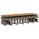 vidaXL Ensemble à manger de jardin 17 Pièces et coussins résine tressée