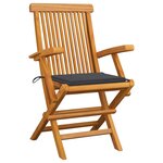 vidaXL Chaises de jardin avec coussins anthracite 2 Pièces Bois de teck