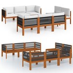 vidaXL Salon de jardin 9 Pièces avec coussins Crème Bois d'acacia solide