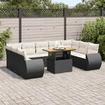 vidaXL Salon de jardin 10 Pièces avec coussins noir résine tressée