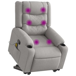 vidaXL Fauteuil de massage inclinable gris nuage tissu