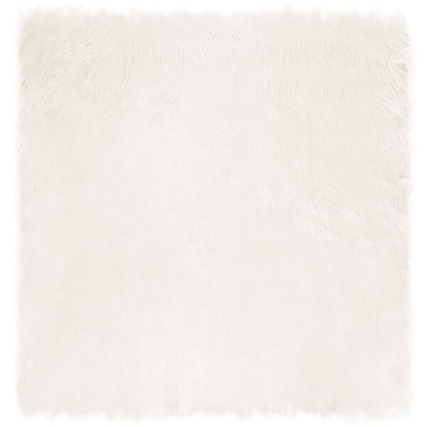 vidaXL Tapis en fausse Tafalla Blanc 120 x 120 cm Polyester