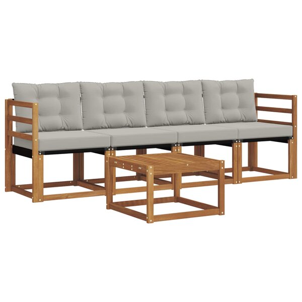 vidaXL Ensemble de canapés d'extérieur 5 pc Gris Naturel et Clair