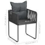 vidaXL Chaises d'extérieur lot de 4 avec oreillers Résine tressée Noir