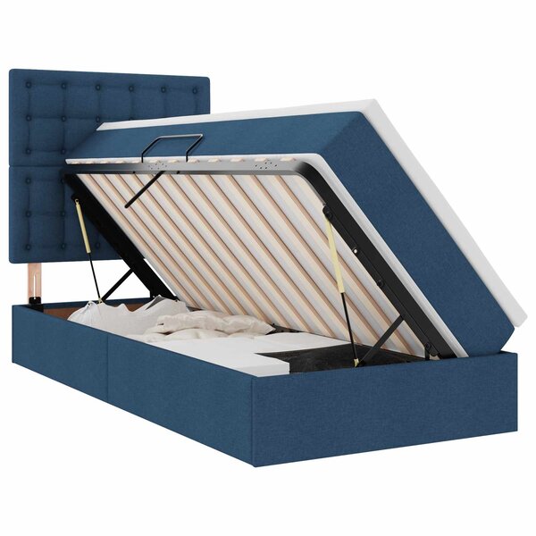 vidaXL Lit de rangement LED avec matelas Bleu 90 x 200 cm Tissu