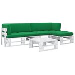 vidaXL Salon de jardin palette 4 Pièces et coussins Pin imprégné de blanc