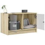 vidaXL Meuble TV avec portes en verre chêne sonoma 68x37x42 cm