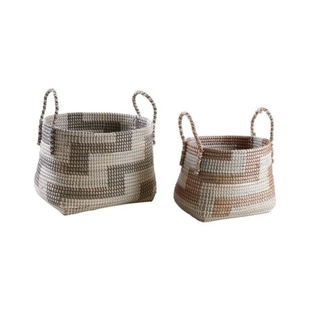 Corbeilles de rangement rondes en jonc de mer (lot de 2)