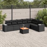 vidaXL Salon de jardin 8 Pièces avec coussins noir résine tressée