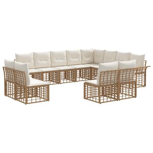 vidaXL Ensemble de canapés d'extérieur 12 Pièces Blanc Naturel et Crème