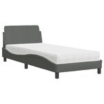 vidaXL Lit avec matelas gris foncé 90x190 cm tissu