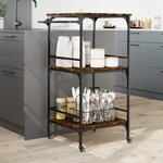 vidaXL Chariot de cuisine chêne fumé 60 5x50x105 cm bois d'ingénierie