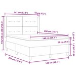 vidaXL Lit à ressorts avec matelas Gris foncé 140 x 200 cm tissu