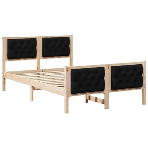 vidaXL Cadre de lit avec tête de lit Noir 120 x 190 cm Pin massif