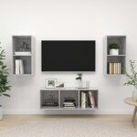 vidaXL Ensemble de meuble TV 3 Pièces Gris béton Aggloméré