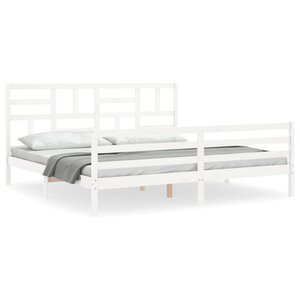vidaXL Cadre de lit sans matelas blanc bois massif