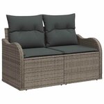 vidaXL Ensemble de canapé de jardin avec coussin 9 Pièces Gris Poly rotin