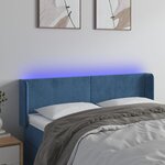 vidaXL Tête de lit à LED Bleu foncé 147x16x78/88 cm Velours