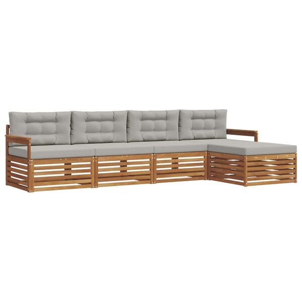 vidaXL Ensemble de canapés d'extérieur 5 pc Gris Naturel et Clair