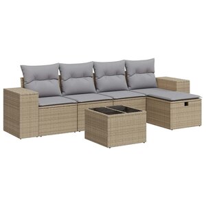 vidaXL Salon de jardin avec coussins 6 Pièces beige résine tressée