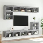 vidaXL Meubles TV avec lumières LED 2 Pièces gris béton 80x30x30 cm