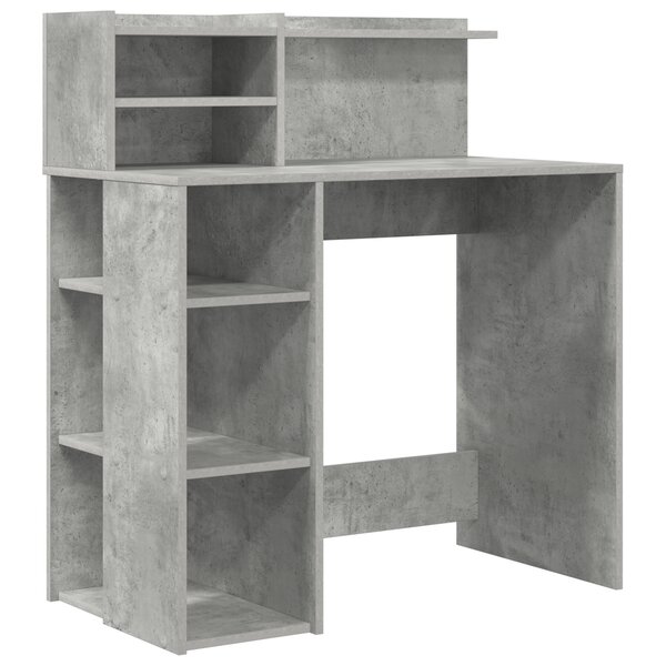 vidaXL Bureau avec rangement Gris béton 90x48x101.5 cm Bois d'ingénierie