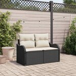 vidaXL Canapé de jardin avec coussin Noir 121 x 62 x 69cm polyrotin