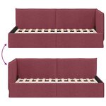 vidaXL Cadre de lit d'angle Rouge bordeaux 90 x 200 cm tissu