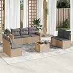 vidaXL Salon de jardin avec coussins 8 Pièces beige résine tressée