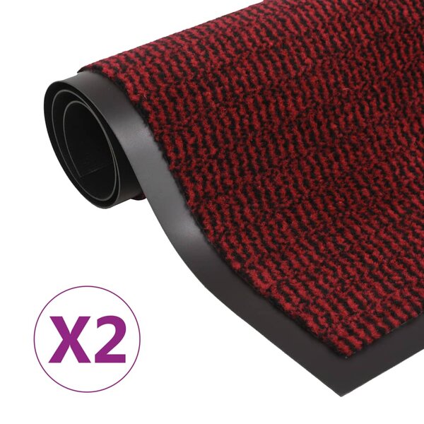 vidaXL Paillassons rectangulaires 2 Pièces 90 x 150 cm Rouge