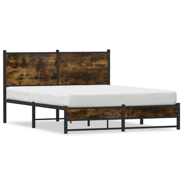 vidaXL Cadre de lit en métal sans matelas chêne fumé 150x200 cm