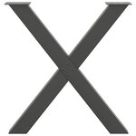 vidaXL Pieds de table à manger en forme de X  3 pièces  anthracite  70 x (72-73) cm  acier