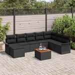 vidaXL Ensemble de canapé de jardin 9 Pièces Noir Poly rotin
