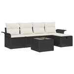 vidaXL Ensemble de canapé de jardin avec coussin 6 Pièces Noir Poly rotin
