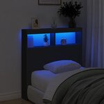 vidaXL Armoire tête de lit avec LED noir 100x17x102 cm