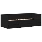 vidaXL Cadre de lit de jour avec tiroirs Chêne noir 90 x 200 cm