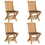 vidaXL Chaises de jardin et coussins taupe lot de 4 Bois teck massif